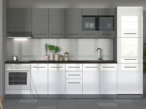 Pedro White Gloss and Grey Kitchen Units - 11012311