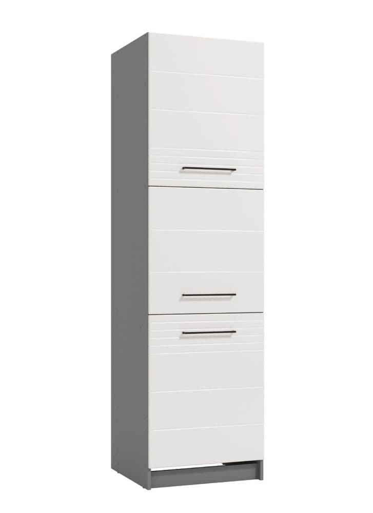 Pedro White High Gloss And Grey 60cm Tall Kitchen Larder Unit Pantry Cupboard - 11012312