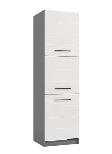 Pedro White High Gloss And Grey 60cm Tall Kitchen Larder Unit Pantry Cupboard - 11012312