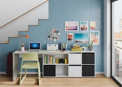 Pellegrini White and Concrete Grey Large Left or Right FlexiCorner Office Desk - 3029