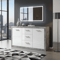 Pietra Large Sideboard Grey and White Gloss 2 DOOR, 3 DRW - 2697