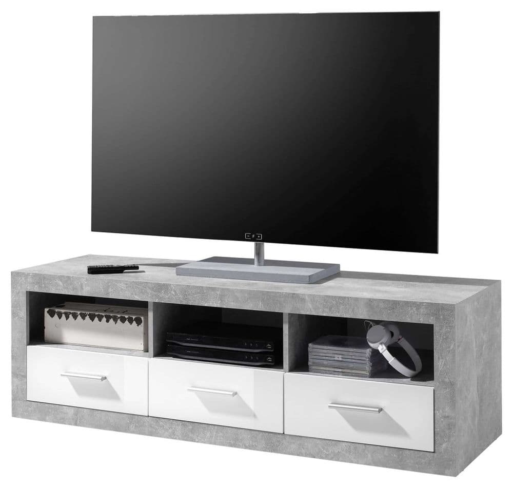 Pietra Large TV Cabinet Grey and White Gloss - 2700
