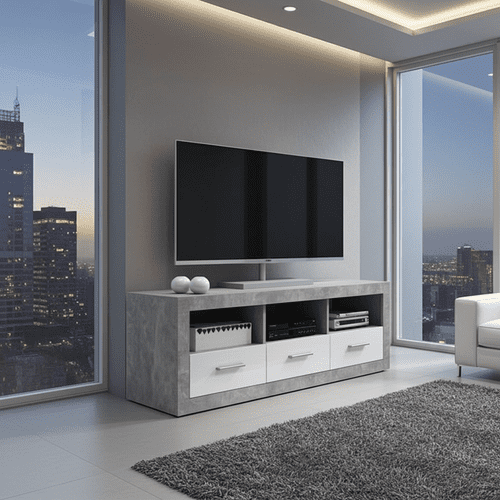 Pietra Large TV Cabinet Grey and White Gloss - 2700