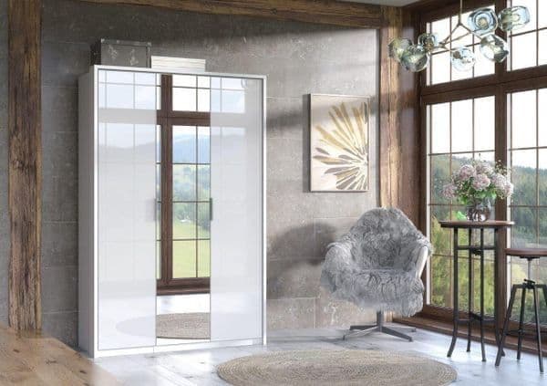Rado 3 Door White High Gloss Mirrored Wardrobe - 3153