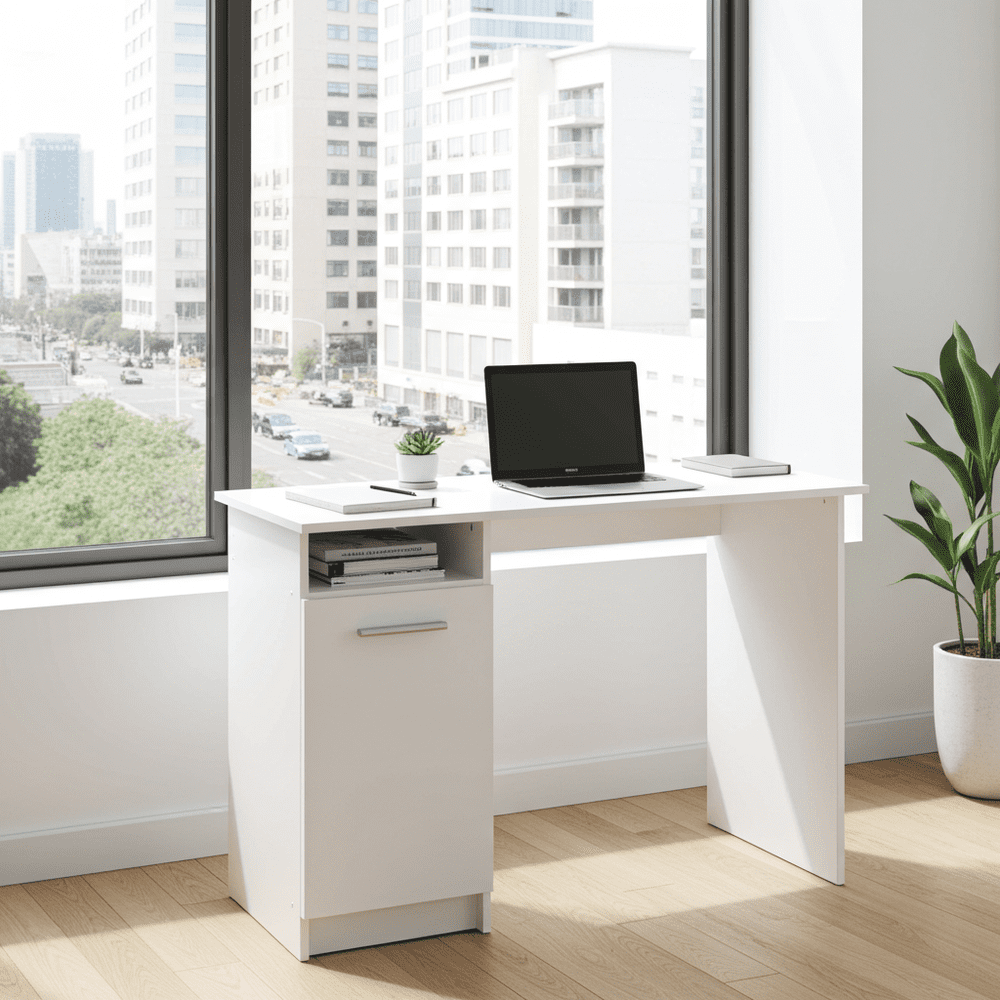 Reygo Matt White Computer Desk - 11008652