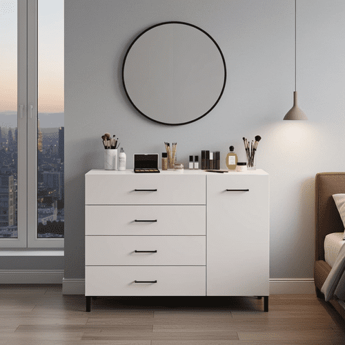Romero White 1 Door 4 Drawer Sideboard Storage Unit - 11012347