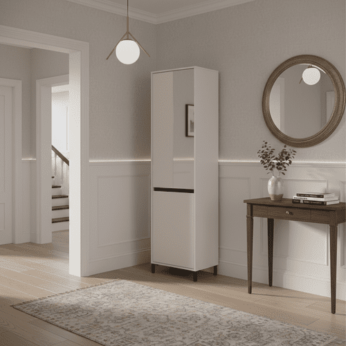 Rosmara Cashmere Taupe Slim Narrow Shallow Depth Hallway Wardrobe - 11014467