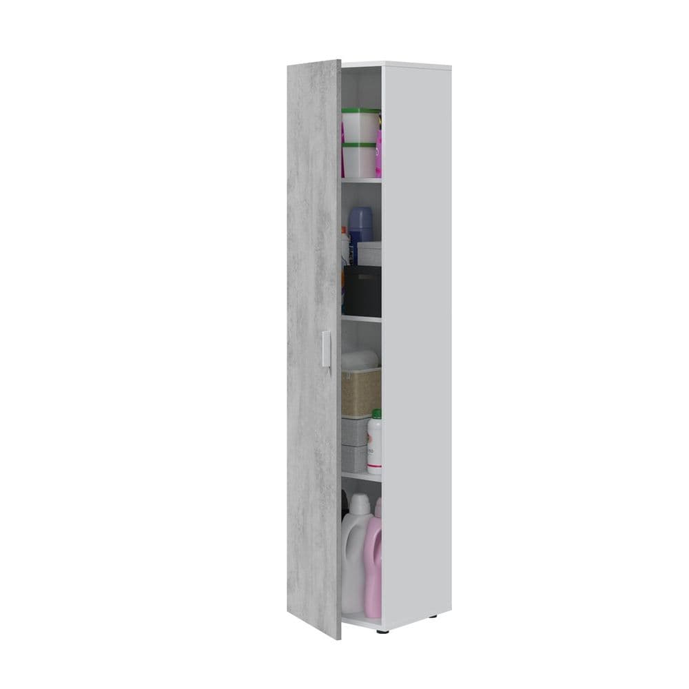 Ruben Narrow Grey & White 1 Door Universal Utility Storage Cupboard - 3245