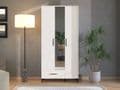 Saltbay White 3 Door Tall Shallow Depth Hallway Mirrored Wardrobe - 11014281