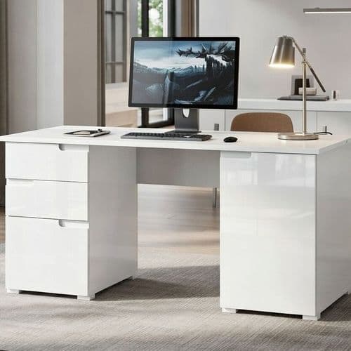 Santino Large White Gloss Computer Desk S15 - 2617