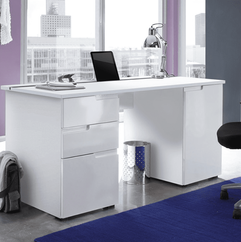 Santino Large White Gloss Computer Desk S15 - 2617