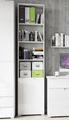 Santino Tall Narrow Bookcase with White Gloss Door S12 - 2620