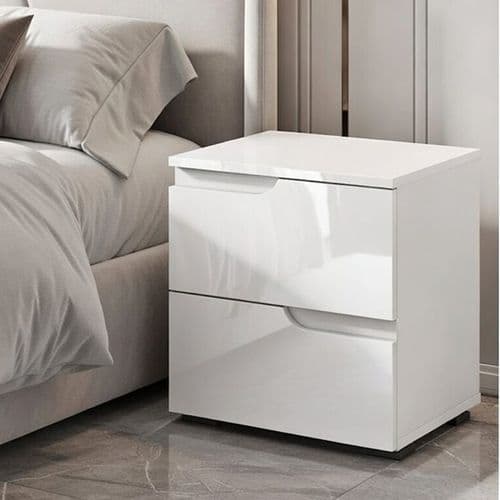 Santino White Gloss 2 Drawer Bedside Table S32 - 2713