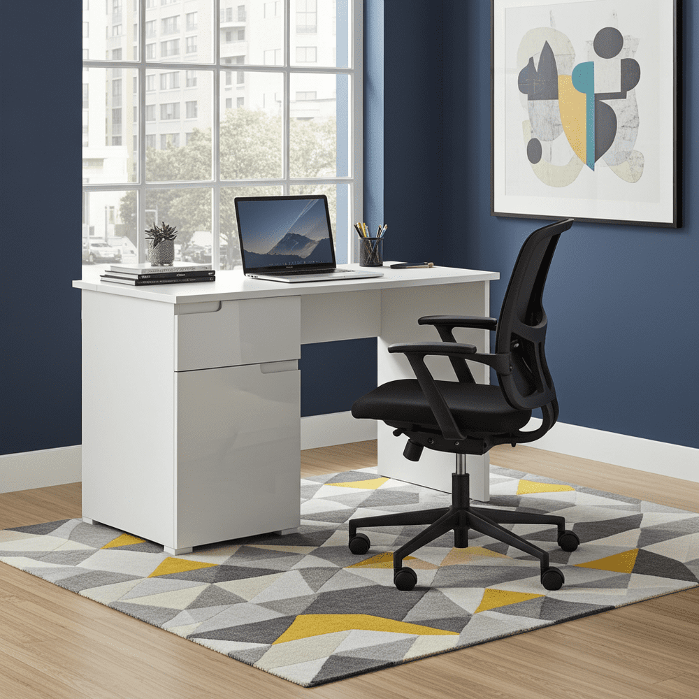 Santino White Gloss Computer Desk S14 - 2619