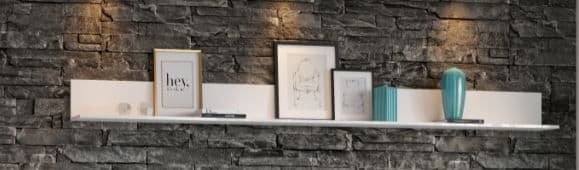 Santino White Gloss Long Floating Wall Shelf S24 - 2939