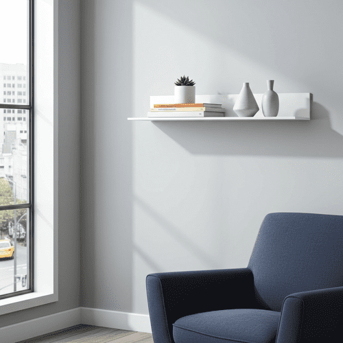 Santino White Gloss Long Floating Wall Shelf S24 - 2939