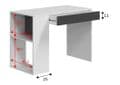 Sesko Grey and White Desk with Drawer and Shelves - 3131
