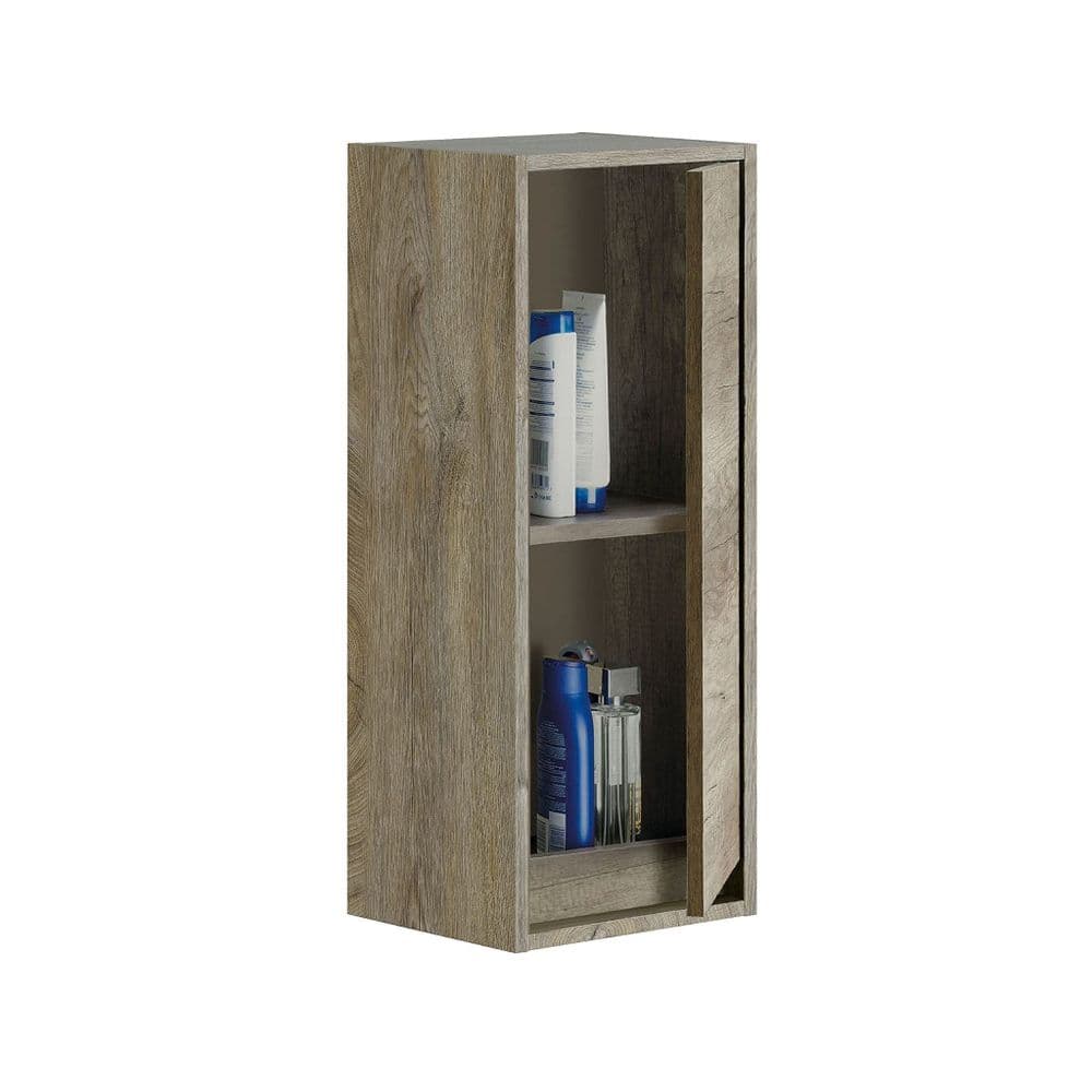 Shaarawy Grey Oak Effect 1 Door Wall Mounted Floating Bathroom Cupboard - 3225