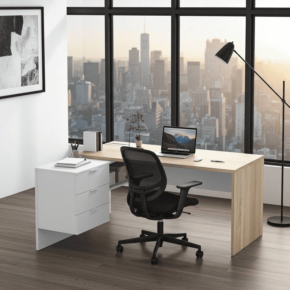 Siena Oak And White Desk - 2897