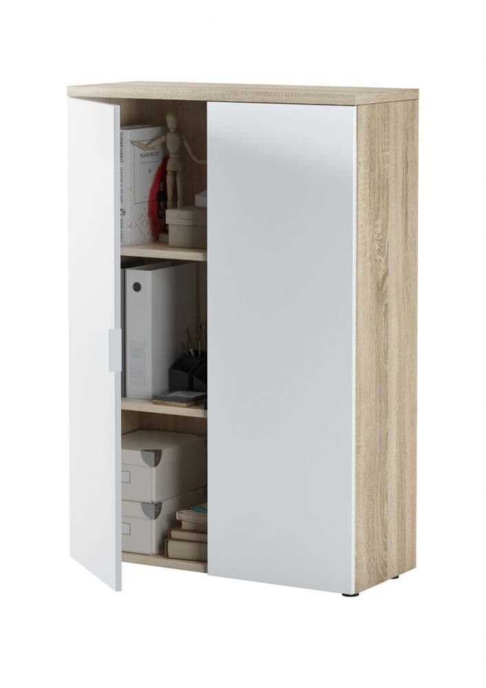 Siena Oak And White Storage Cupboard - 2898