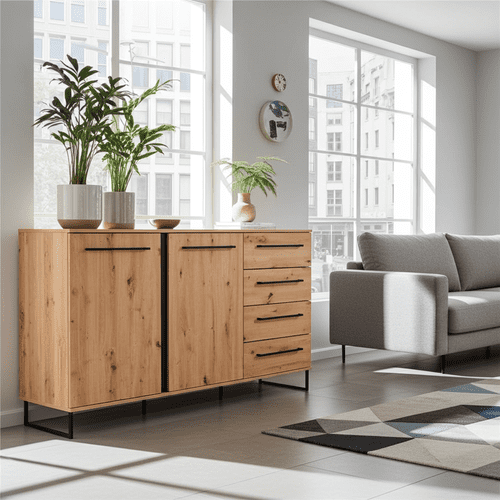 Sorrento Oak Effect 2 Door 4 Drawer Sideboard - 11008230
