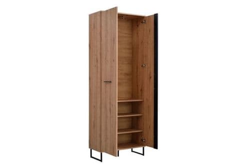 Sorrento Oak Effect Tall Slim 2 Door Wardrobe - 3125