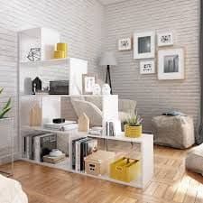 Step Bookcase White Gloss Lounge Furniture - 2600