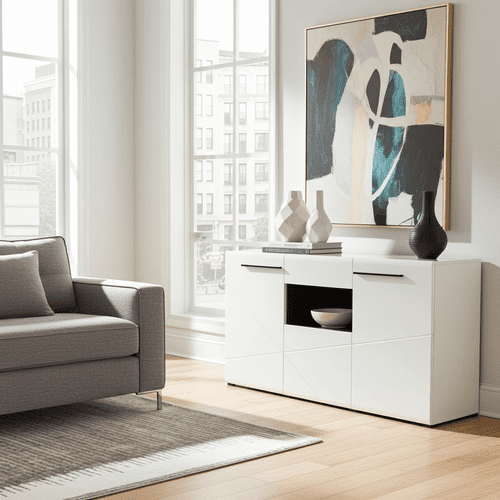 Terrento White Gloss Tall Sideboard - 11008657