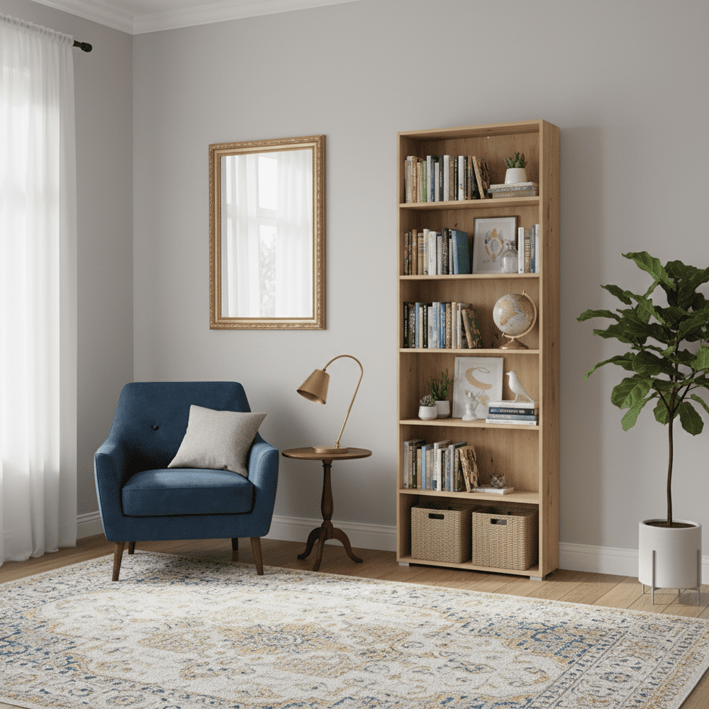 Thomas Artisan Oak Effect Slim 211.5cm Tall Bookcase - 11011481
