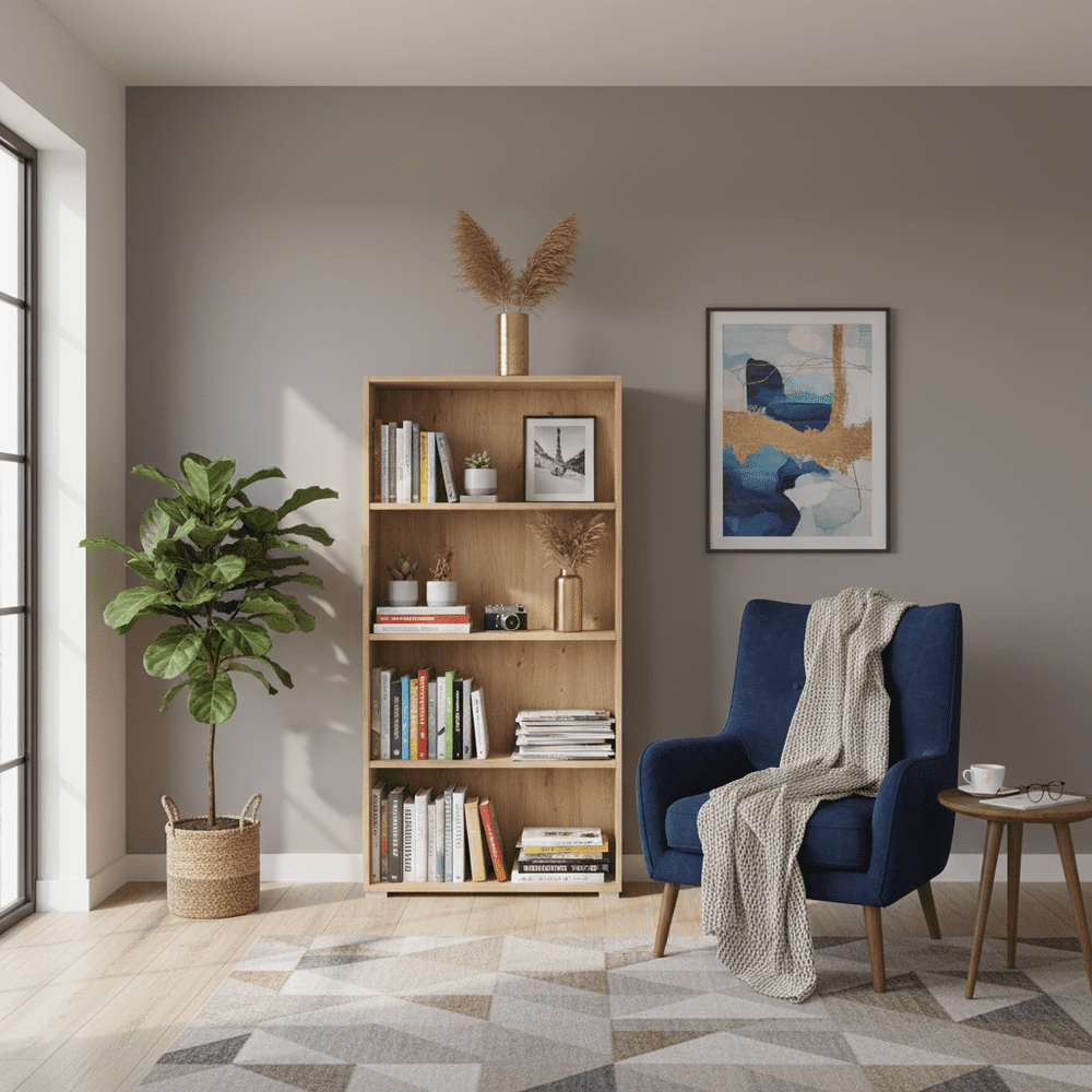 Thomas Artisan Oak Effect Slim Low Short Bookcase - 11011477