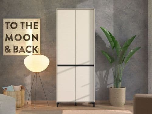 Toshiro Cashmere Taupe 40 Pair Tall Shoe Cabinet Cupboard - 3462