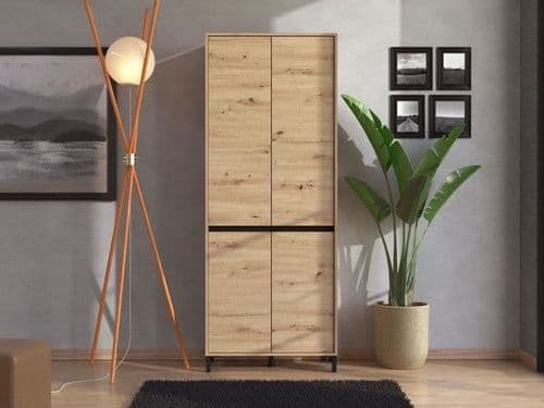 Toshiro Oak Effect 40 Pair Tall Shoe Cabinet Cupboard - 3460