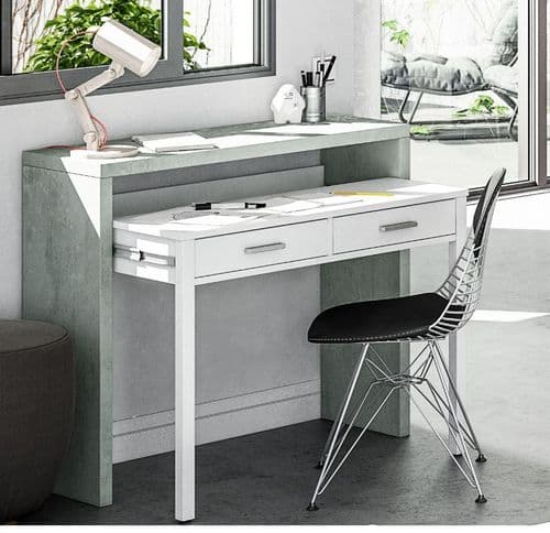 Turin Artic Concrete Grey And White Desk/Dressing Table or Console Table - 2931