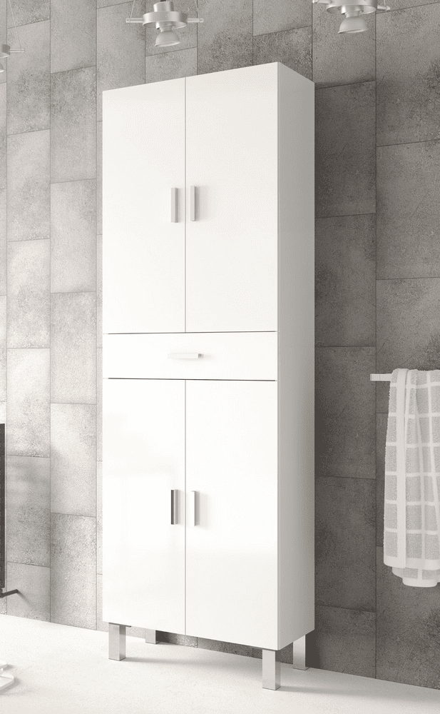 Valdo Tall Bathroom Cupboard White Gloss - 2608
