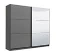 Valentina Grey 220cm Sliding Wardrobe with Mirror - 11008287