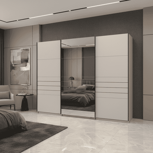 Weyma 270cm Cashmere Sliding Door Wardrobe - 11014748