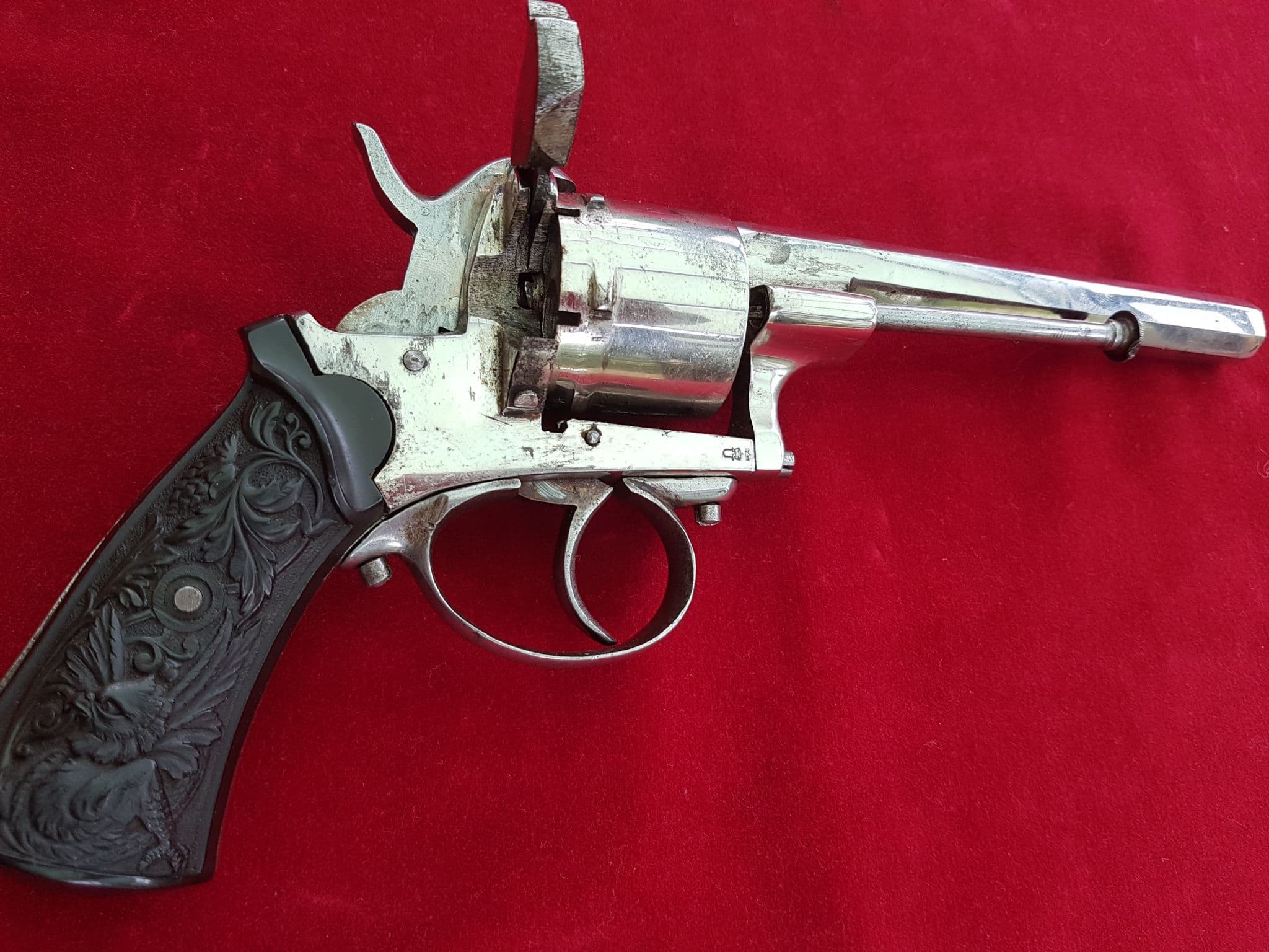 X X X SOLD X X X 6 shot double action 10 mm antique pin-fire revolver Circa  1865 Ref 1508