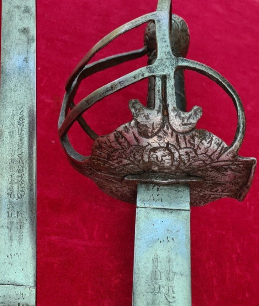 X X X SOLD X X X English Mortuary basket hilt Sword Circa 16401660 Ref