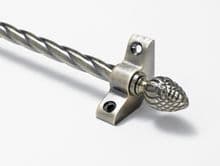 Candy Twist Rope Antique Brass 3/8" Stair Rod With Pineapple Finial
