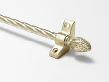 Candy Twist Rope Satin Brass 3/8" Stair Rod With Pineapple Finial