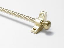 Candy Twist Rope Satin Brass 3/8" Stair Rod With Round Finial