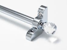 Premium Polished Chrome 1/2" Stair Rod With Clear Crystal Finial
