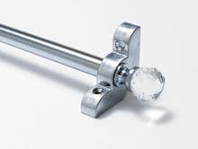 Premium Satin Chrome 1/2" Stair Rod With Clear Crystal Finial