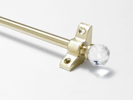 Crystal Stair Rods | Satin Brass 3/8 Inch Stair Rods With Clear Crystal Finial