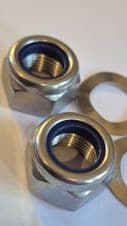 2 X  ENGINE BAR NUTS  & WAVY WASHERS M16 NYLOC  STAINLESS STEEL