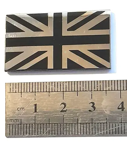 BLACK /CHROME ENAMEL UNION JACK BADGE METAL SELF ADHESIVE 21 X 38MM