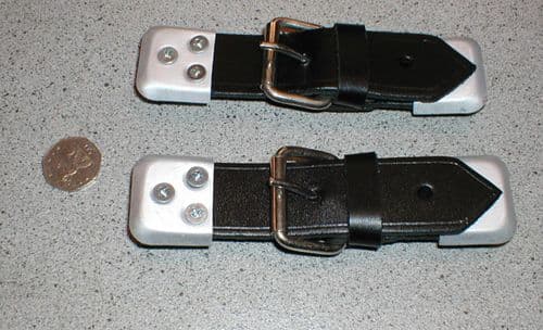 CLASSIC CAR BLACK LEATHER BONNET STRAP KIT - PAIR