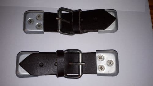 CLASSIC CAR DARK BROWN LEATHER BONNET STRAP KIT - PAIR