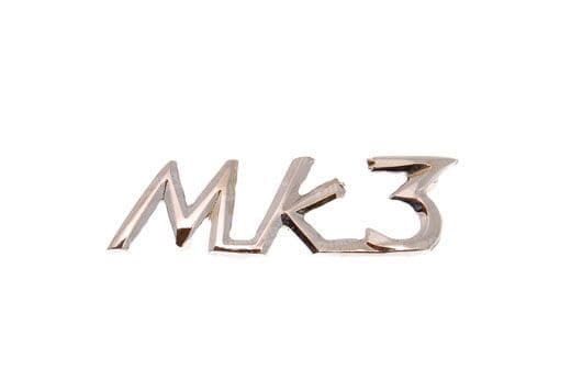 SPITFIRE CHROME  MK 3 SCROLL SCRIPT BADGE 621467 INC FIXINGS
