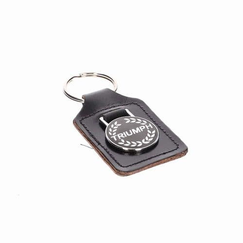 TRIUMPH LAUREL EMBLEM KEY FOB / RING LEATHER GT6 SPITFIRE TR